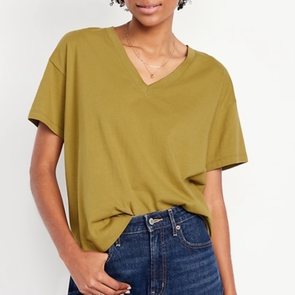 NWT Old Navy women’s size 4X‎ short sleeve vintage v neck tee mtn olive color
